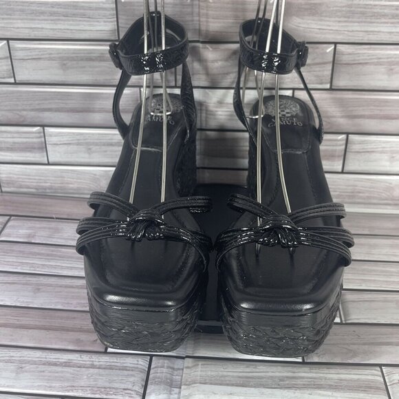 Vince Camuto Women's Black Loressa Platform Leather Wedge Sandal‎ Size 10-NEW - Picture 2 of 10